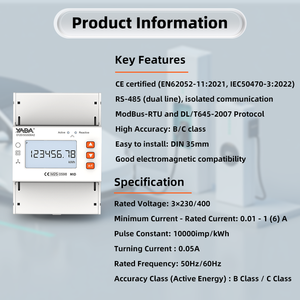 يادا YDM413D للبيع بالجملة عداد الطاقة المورد منتصف معتمد RS485 Modbus LCD DIN 3 Phase AC متر كهربائي للشحن - Product Image 6