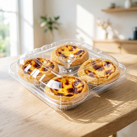 4 boîtes d'emballage pour petits gâteaux transparentes, écologiques, étanches, avec couvercle, en plastique PET transparent
