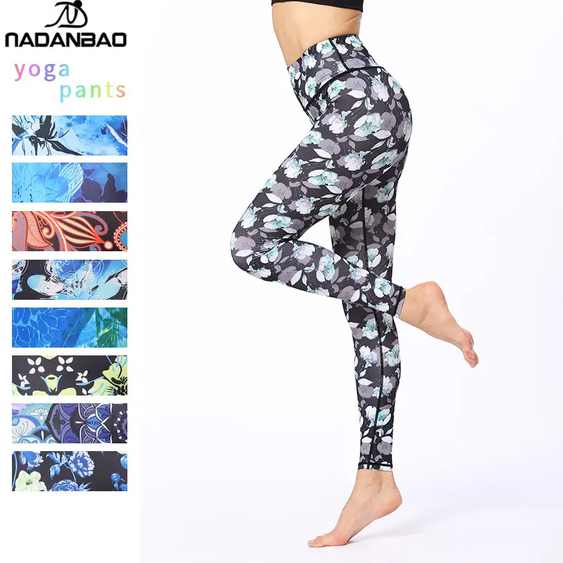 NADANBAO Celana Olahraga Kebugaran Wanita, Pakaian Aktif Cetak Warna-warni Legging Yoga Kualitas Tinggi Keren Gym Celana Ketat untuk Dewasa