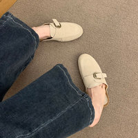 Mules rétro françaises à semelle épaisse et bout fermé pour femme, d'extérieur, d'été, à enfiler, 2026, doublure en microfibre