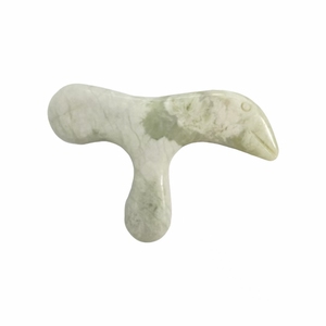 Masajeador facial natural Xiuyu de tres puntas Jade Gua Sha Board con palo para suela de pie de ojo - Product Image 5