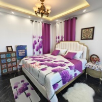En stock : Ensemble complet de chambre à coucher 12 pièces avec rideaux et tapis assortis, couvre-lit matelassé et ensemble de couette à imprimé géométrique
