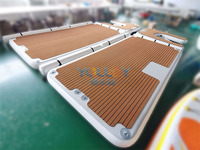 Plateforme flottante gonflable avec plancher en teck souple pour jet ski, yacht, bateau, stationnement aquatique