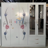 Armoire en acier à 5 portes coulissantes avec un design minimaliste moderne, multifonctionnelle, résistante à l'humidité, meubles de rangement pour chambre à coucher