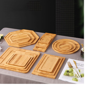 Vendita calda stoviglie rettangolari e rotonde per servire incisione in legno di faggio Set di piatti da cucina - Product Image 1