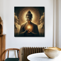 Peinture Murale en Porcelaine Cristalline Grand Format, Motif Bouddha Doré et Fleur de Lotus, Art Religieux Bouddhiste, Décoration Intérieure, Vente en Gros Usine