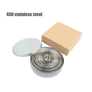 Directo de fábrica de acero inoxidable donut fondant pastel herramienta molde redondo para pastel mousse círculo 12 piezas a juegos cortadores de galletas - Product Image 5