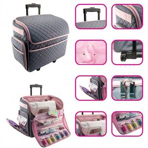 Free Sample Custom Design Sewing Machine Storage Case Trolley <b>Bag</b> with <b>Wheels</b> - Product Image 4