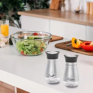 ชุดเครื่องปั่นเกลือและพริกไทยแบบเติมได้ 2 ชิ้น, ขวดใส่เครื่องเทศสำหรับบ้าน, ร้านอาหาร, และปิกนิก - อุปกรณ์ครัวขนาด 3.4 ออนซ์ - Product Image 4