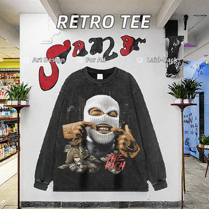 American Retro Parody Brand's Street Hip-hop Couple Print <b>Vintage</b> Wash Water Short Sleeved Men Women Casual Pattern Oil <b>Painting</b> - Product Image 2