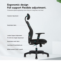 Chaise de bureau exécutive moderne à accoudoirs réglables, siège confortable en PP, cadre en nylon noir, ergonomique, pour bureau à domicile, maille respirante, réglable en hauteur