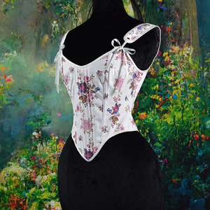 Hauts Corset Floraux Vintage Français pour Femmes – Bustier Respirant et Crop Top Débardeur avec Camisole Fleurie à Lacets à Porter en Extérieur - Product Image 2