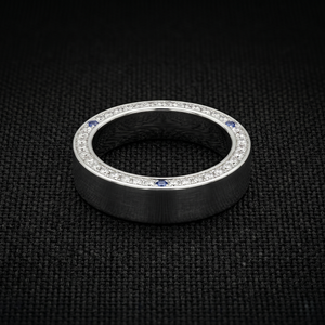 Bague en platine de style luxueux avec diamant, design simple et élégant, alliance de mariage et de fiançailles, idée cadeau scintillante - Product Image 1