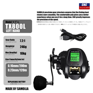 Nouveau <span class=keywords><strong>moulinet</strong></span> de pêche électronique à écran LED, haute vitesse 7.2:1, 10 kg, étanche, pour eau salée, tambour de lancer - Product Image 2
