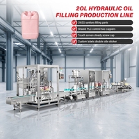 Ligne de remplissage d'huile hydraulique personnalisable en seau plastique de 20 L avec pompe à engrenages automatique, équipement de remplissage, de bouchage et d'étiquetage facile à nettoyer