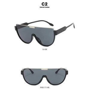 One-piece Lens Shades Oversized Half-frame <b>Sunglasses</b> Female Elegant Cycling Dark Brown Sun Glasses UV400 Eyewear - Product Image 3