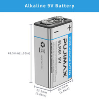PUJIMAX 9 voltios 6LR61 batería seca alcalina desechable 9V baterías primarias de un solo uso para juguetes electrónicos al por mayor almacenadas