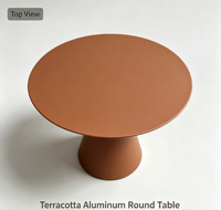 Table d'appoint ronde moderne en aluminium thermolaqué avec base conique, table de bistrot extérieure pour café, patio, balcon, maison, jardin