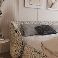 Lit en tissu minimaliste italien personnalisable, lit double rembourré, lit Queen incurvé, lit double king size
