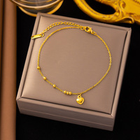 Ensemble collier et bracelet en acier inoxydable plaqué or avec pendentif cœur délicat, bijoux pour femmes, résistant à l'eau, sans ternissement, réglable