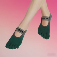 Chaussettes de sport personnalisées pour femmes, couleur unie, fendues, à la mode, avec cinq orteils, en silicone, antidérapantes, pour trampoline, yoga, pilates, entraînement, danse