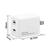 Cargador de Viaje GaN Mini de 45W con Doble USB-C PD3.0 de Alta Gama y Voltaje Universal para iPhone 15 Pro Max, Laptops y Smartphones