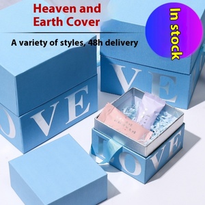 Creative Blue Pink Heaven Earth Cover Recyclable Square Folders Packaging for Present Coated Paper Raffia Souvenir Ribbon YaNeng - Product Image 5