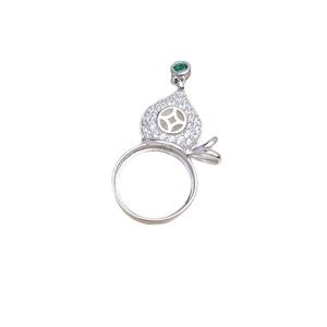 Accessoires DIY : Pendentif en argent 925 et zircon pour la création de bagues, motif Sac Porte-Bonheur Hulu, plateau vide - Product Image 3