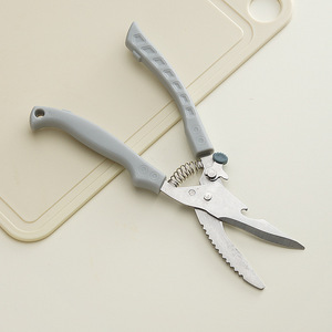 <b>Kitchen</b> Chicken Bone Shears Stainless Steel Heavy Duty Multi Functional Meat Cutting <b>Scissors</b> Gray White - Product Image 3