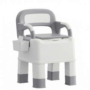 Chaise de toilette portable Li Ba avec accoudoirs, anti-odeur, pour personnes âgées, utilisation nocturne, tabouret en plastique - Product Image 5