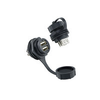 Conector Circular USB M25 IP67 Impermeable de Doble Puerto Hembra a Macho para Montaje en Panel, Carcasa de Cobre y Nylon para Datos