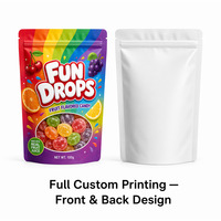Fruit-flavour snoep kauwgom mylar stand-up pouch voedselveilige hersluitbare zakken met ritssluiting, aanpasbaar transparant venster verpakking