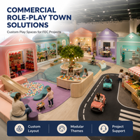 Jeu de rôle Urbain Commercial : Ville Pastel avec Boucle de Route, Façades de Magasins, Voitures, Café, Aménagement Testé par un Partenaire, en Plastique Personnalisable