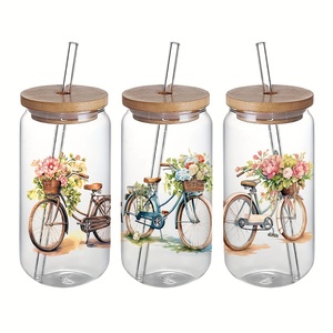 Decalcomanie da giardino fiori primaverili UV DTF carta di trasferimento impermeabile 16 Oz barattolo di vetro bottiglia tazza fai da te decorazione artigianale - Product Image 4