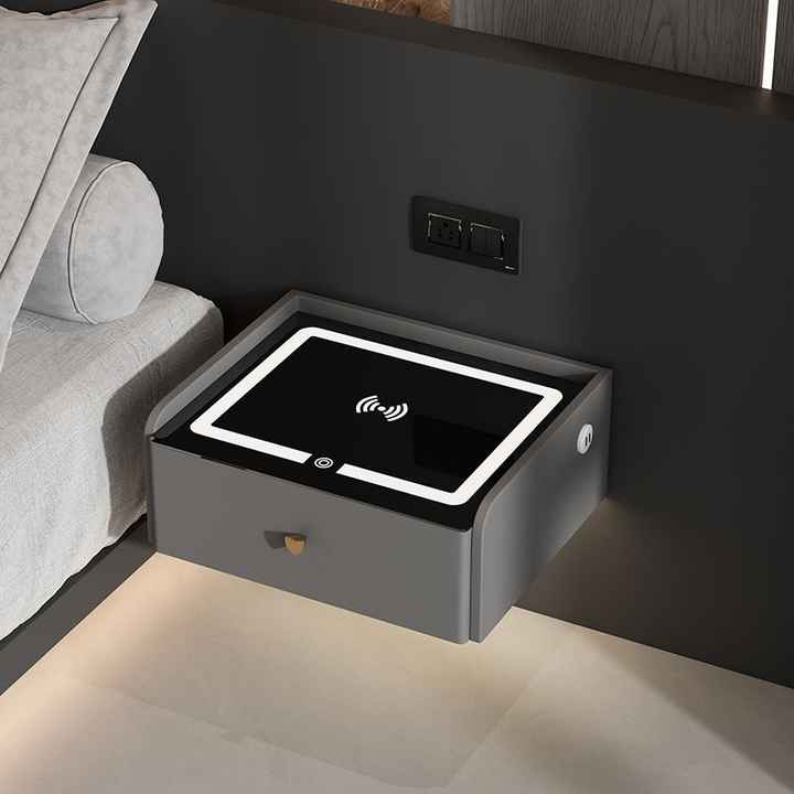 New Design Floating Smart Bedside Table With Wireless Charging Hotel ... - Luxury Wireless Charging Desk For Bedroom