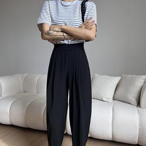 Pantalons Harem pour femmes, nouvelle mode OEM, respirants, taille élastique, couleur unie, en laine peignée, décontractés - Product Image 6