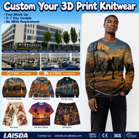 Pull-over sportif personnalisé en tricot viscose/coton avec impression 3D intégrale, col rond, pour hommes, conception OEM ODM, vente en gros