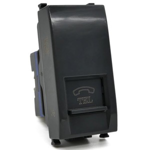 Prise téléphonique compatible avec Vimar Plana, prise murale noire pour téléphone - Product Image 1