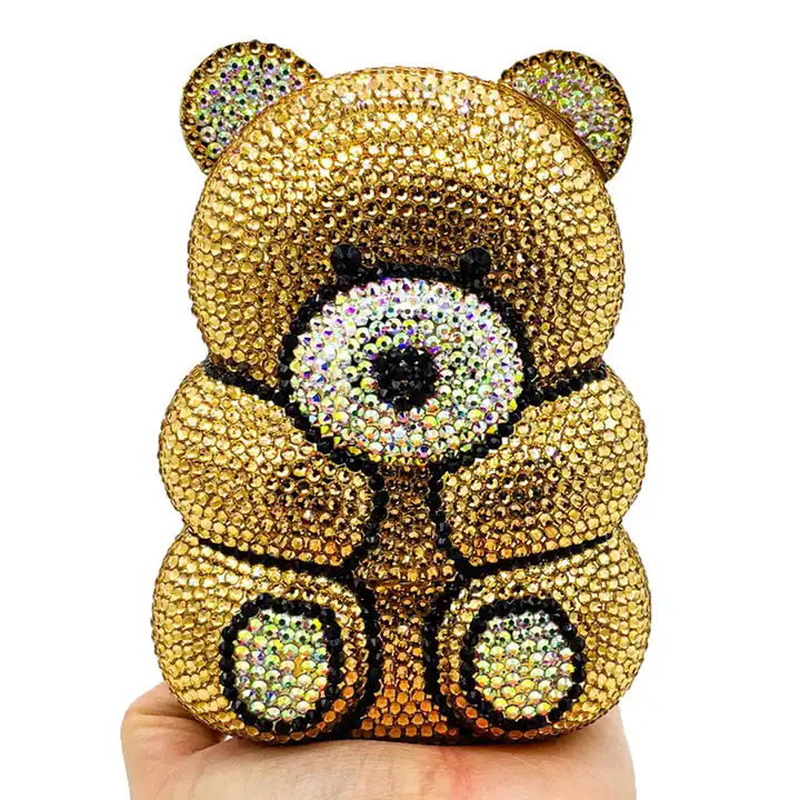 Wholesale Luxury cute bling panda diamond handbag rhinestone teddy bear bag  purse From m.