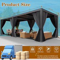 10' X 20' Lamellen-Pergola mit Verstellbarem Dach, Outdoor-Aluminium-Terrassenpavillon, Wasserdichte Vorhänge und Netzabdeckung - Luxuriöses Modernes Design