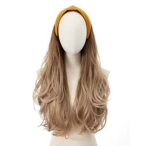 Anxin <span class=keywords><strong>Perruque</strong></span> longue bouclée pour femmes avec dentelle transparente <span class=keywords><strong>Perruque</strong></span> <span class=keywords><strong>synthétique</strong></span> Euro American Big Waves Half Head - Product Image 2