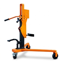 Chariot de manutention de fûts hydraulique professionnel industriel 350 kg, robuste, manuel, en acier, à trois roues, pour fûts en fer et en plastique