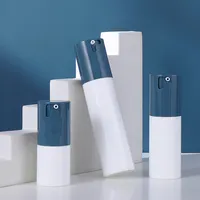 Botellas Vacías de lujo para loción cosmética, botellas de vidrio con bomba sin aire, color azul, personalizadas, de 15ml, 30ml, 50ml