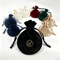 Pochette à bijoux ronde en velours de luxe avec logo personnalisé, sac à cordon en daim doux de qualité supérieure pour bagues, boucles d'oreilles, emballage cadeau, vente en gros
