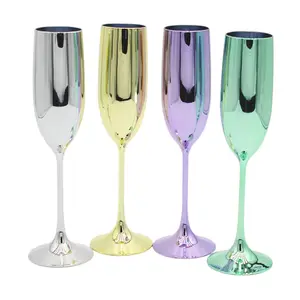6 Oz High Quality Eectroplate Plastic Wine Goblet Champagne Glass For Party And Wedding