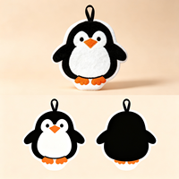 Serviette de toilette en peluche personnalisée en forme de pingouin, vente en gros, serviette de toilette en peluche pingouin personnalisée