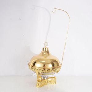 Calentador de Comida Tipo Buffet Redondo con Encaje Dorado, Equipo para Mantener la Comida Caliente en Hoteles y Restaurantes - Product Image 1