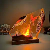 Lampe en résine Dragon de Feu en époxy, veilleuse artisanale en résine, LED multicolore, idéale pour la décoration de la maison et de la chambre, cadeaux uniques pour anniversaires et fêtes