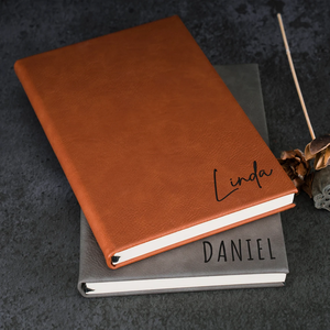 Diario Personalizado A5 de Cuero Sintético para Grabado Láser, Cuaderno de Cuero Marrón Personalizable con Grabado Láser - Product Image 1