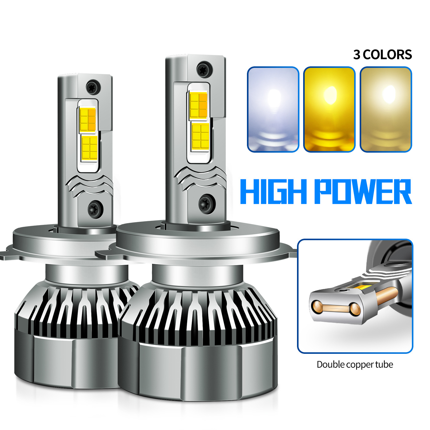 H4 (low beam tricolor, high beam white light)
